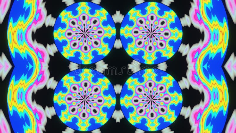 Animaciones abstractas y alegres de disco floral de animación multicolor ilustración del vector