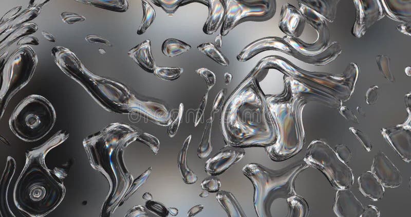 Animación abstracta con gotas plateadas moviéndose al azar. stock de ilustración