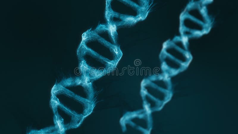 Animación abstracta de una molécula de ADN construida a partir de partículas stock de ilustración