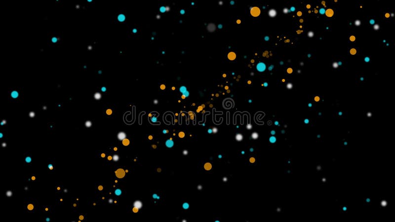 Animación abstracta partículas de bokeh multicolores que fluyen sobre fondo negro stock de ilustración