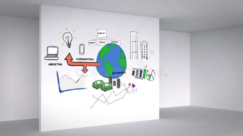 Animación coloreada que muestra el plan empresarial en el sitio 3d stock de ilustración