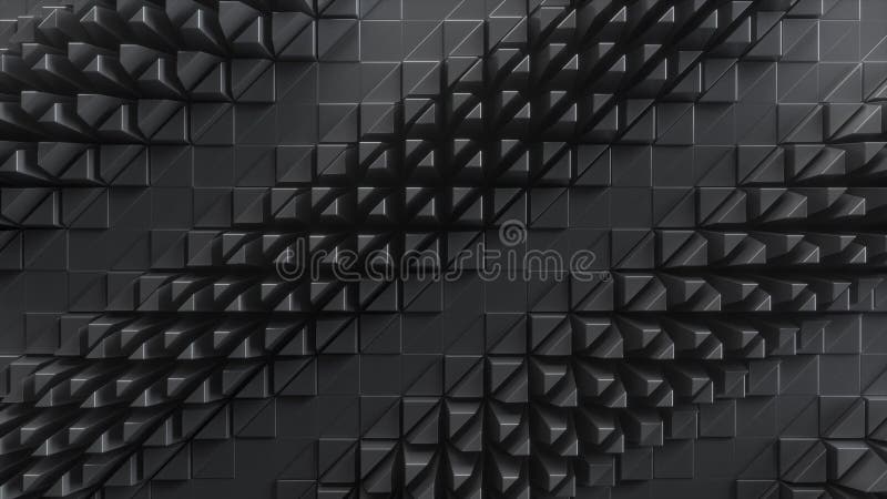 Animación 3d en ciclo fondo geométrico abstracto negro con textura industrial nano ecualizador de tecnología con ondas stock de ilustración