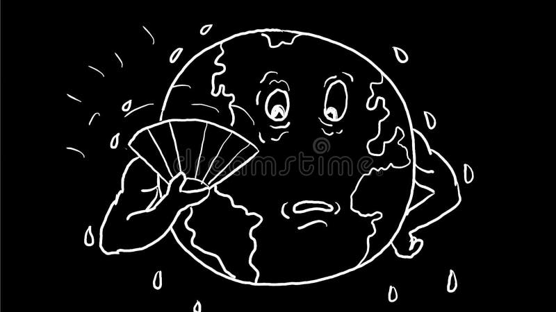 Animación de dibujo del calentamiento del planeta 2. a stock de ilustración