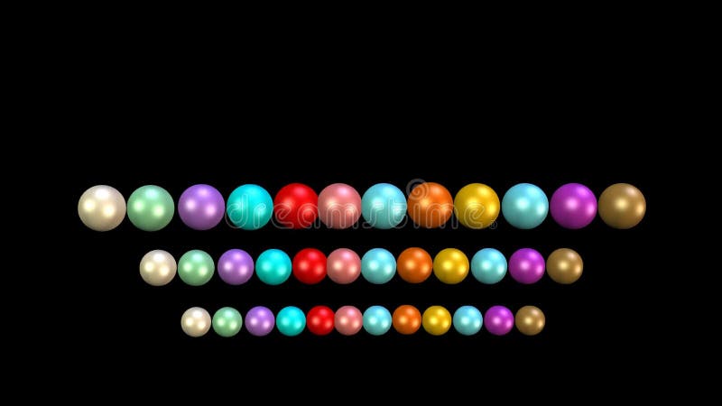 Animación de las gotas, gotas multicoloras que se mueven en filas en fondo negro fondo video de la película 3d libre illustration