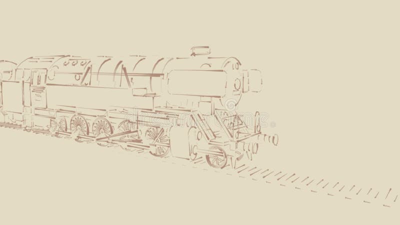 Animación del bosquejo del vintage del tren del vapor