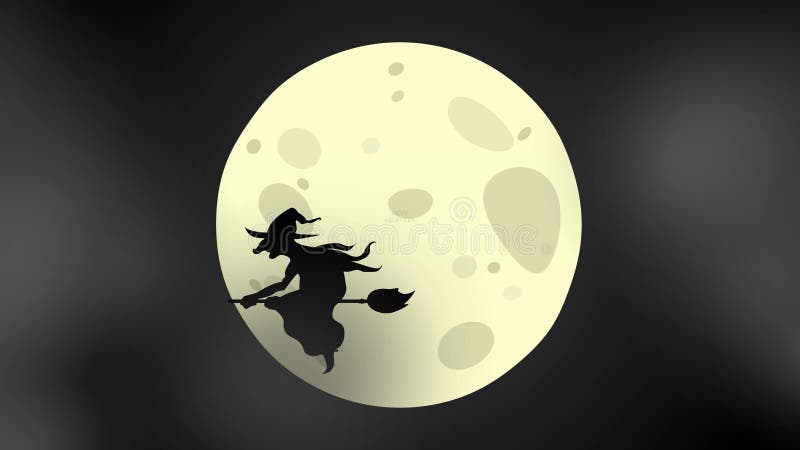 Animación del lazo del feliz Halloween, luna, bruja, bruja vieja 4K