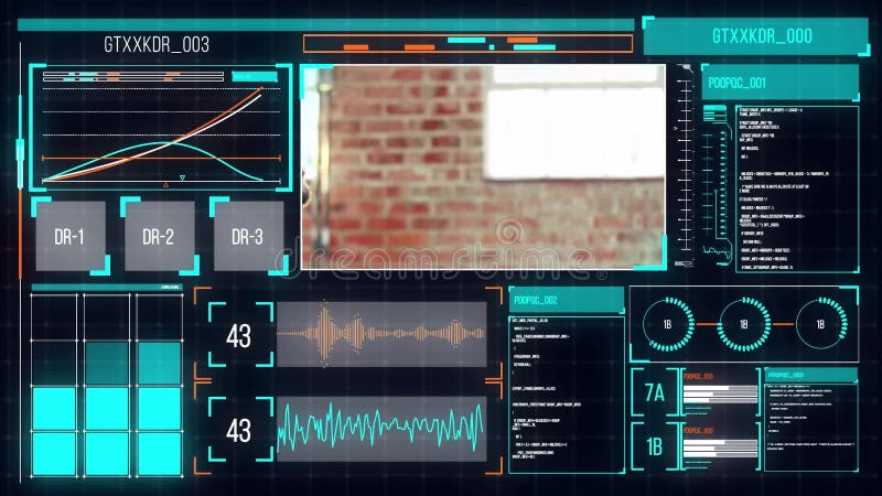 Animación del procesamiento de datos en pantallas sobre el ejercicio de un hombre afroamericano almacen de video