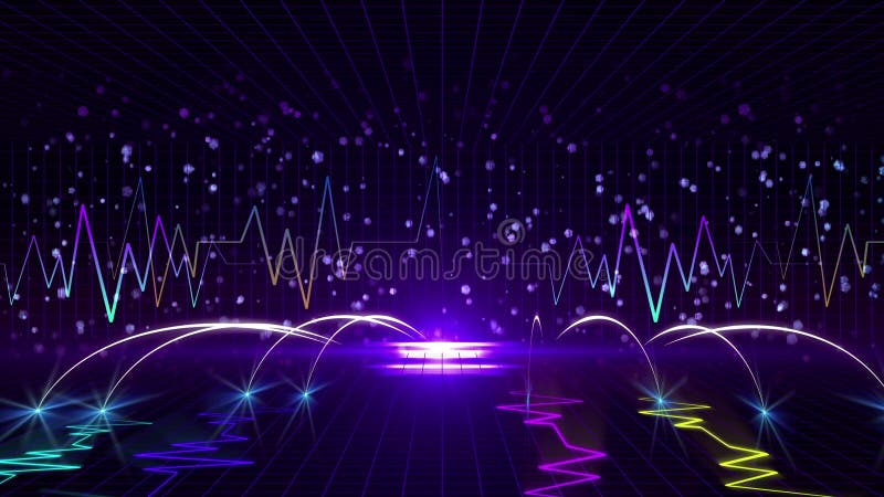 Animación inconsútil del extracto 3D del fondo del pulso del gráfico de la vibración o del sismógrafo o del polígrafo del terremo ilustración del vector