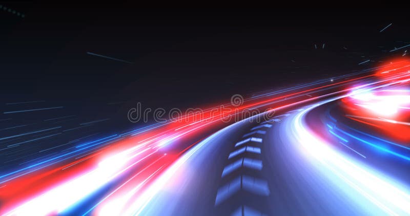 Animación multicolor de movimiento de gran velocidad de tracción que se mueve con flechas dentro del túnel stock de ilustración