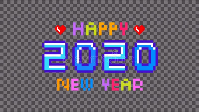 Animación multicolor Texto 2020 FELIZ AÑO NUEVO sobre fondo blanco y negro stock de ilustración
