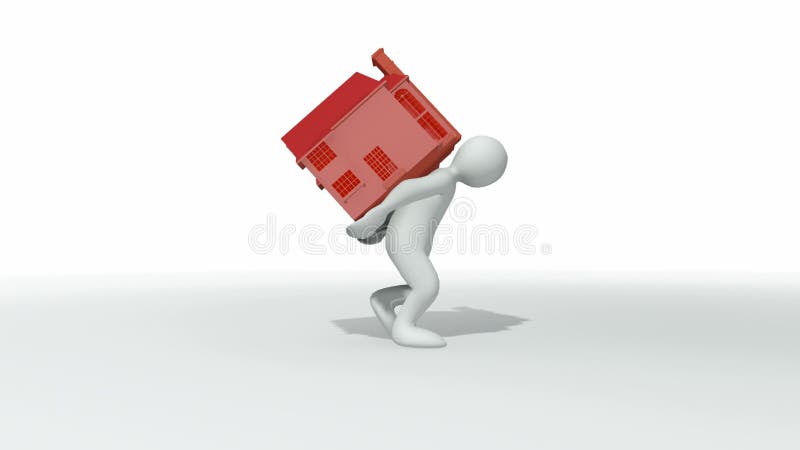 Animación que muestra al hombre 3d que retiene una casa en el suyo ilustración del vector