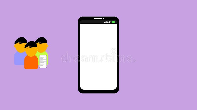 Animación que muestra la ilustración del informe de ventas mediante smartphone ilustración del vector