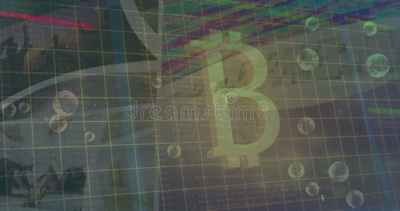 Animacja bitcoina w tle z bąbelkami i przetwarzaniem danych zdjęcie wideo