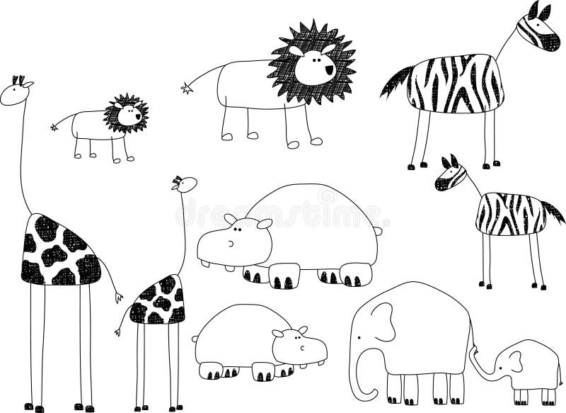 Animais africanos ilustração royalty free Animais africanos ilustração royalty free