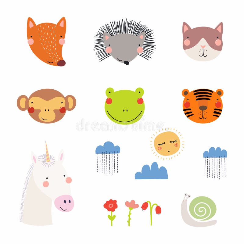 Animais bonitos ajustados ilustração stock Animais bonitos ajustados ilustração stock
