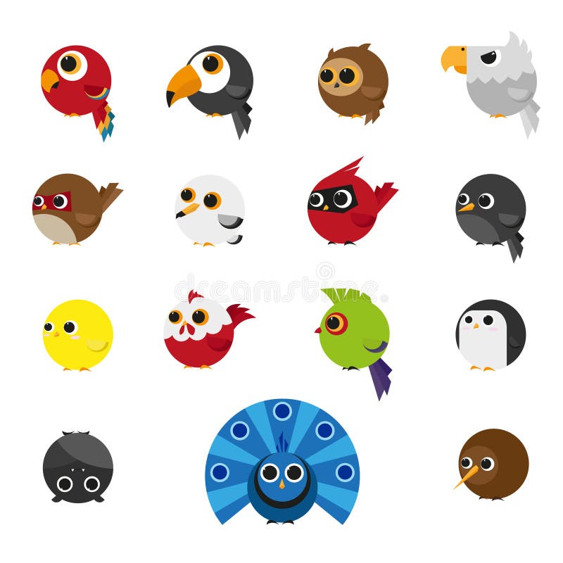Animais bonitos ajustados do ícone dos pássaros ilustração royalty free Animais bonitos ajustados do ícone dos pássaros ilustração royalty free