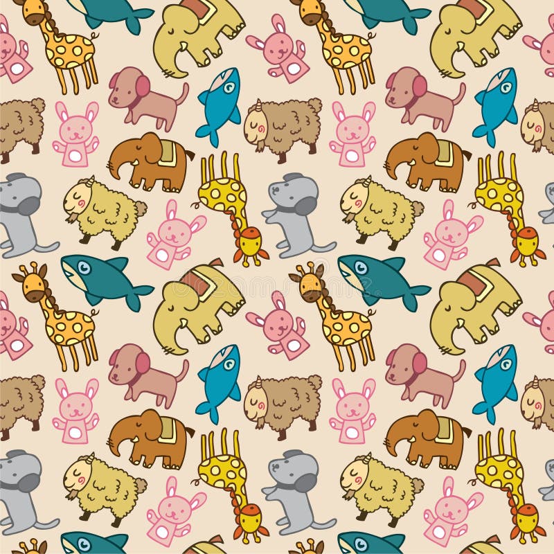 Animais fofos sem costura ilustração royalty free