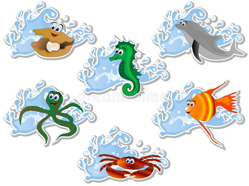 Animais de mar ilustração royalty free Animais de mar ilustração royalty free