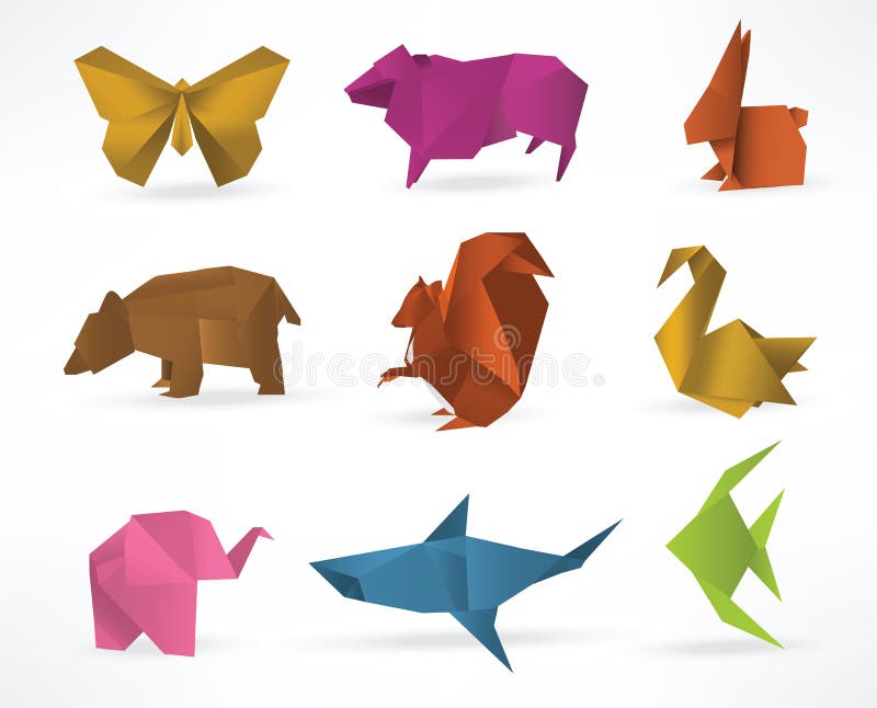 Animais do origâmi ilustração royalty free Animais do origâmi ilustração royalty free