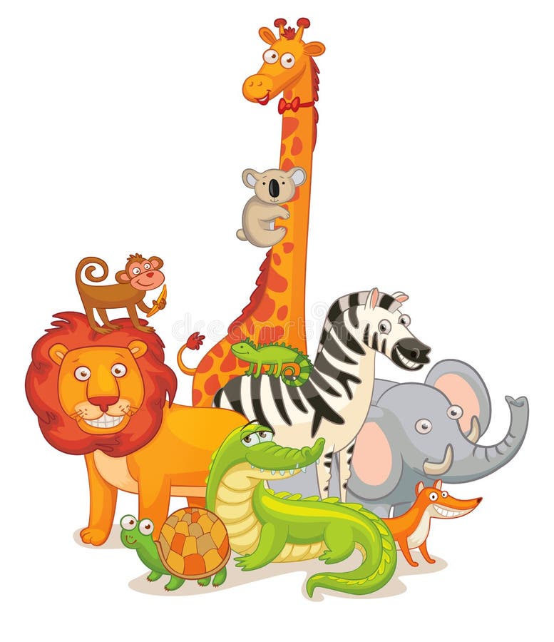 Animais selvagens, levantando junto ilustração do vetor Animais selvagens, levantando junto ilustração do vetor