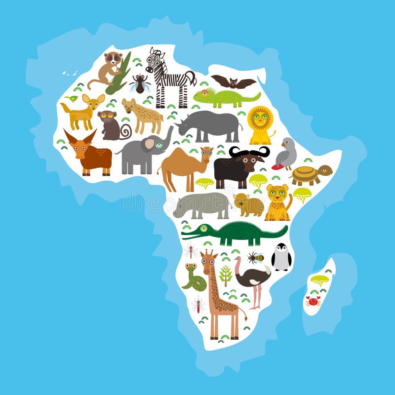 Где живет жираф на каком материке. Животные Африки на карте. Карта обитания животных в Африке. Материк Африка с жирафом. Контур Африки с животными.