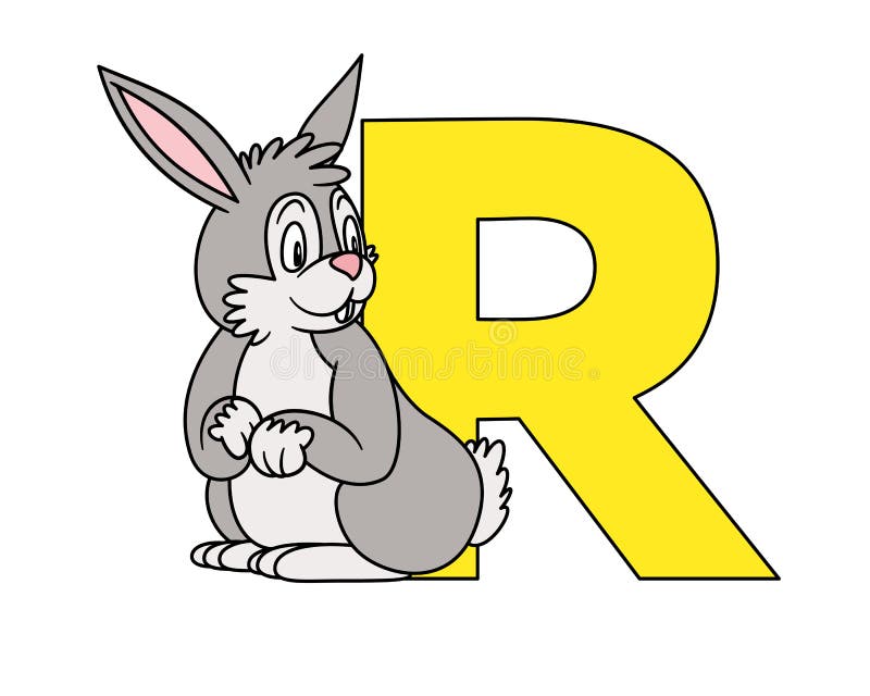 Animal Alphabet. Capital Letter R, Rabbit. Illustration. for Pre School