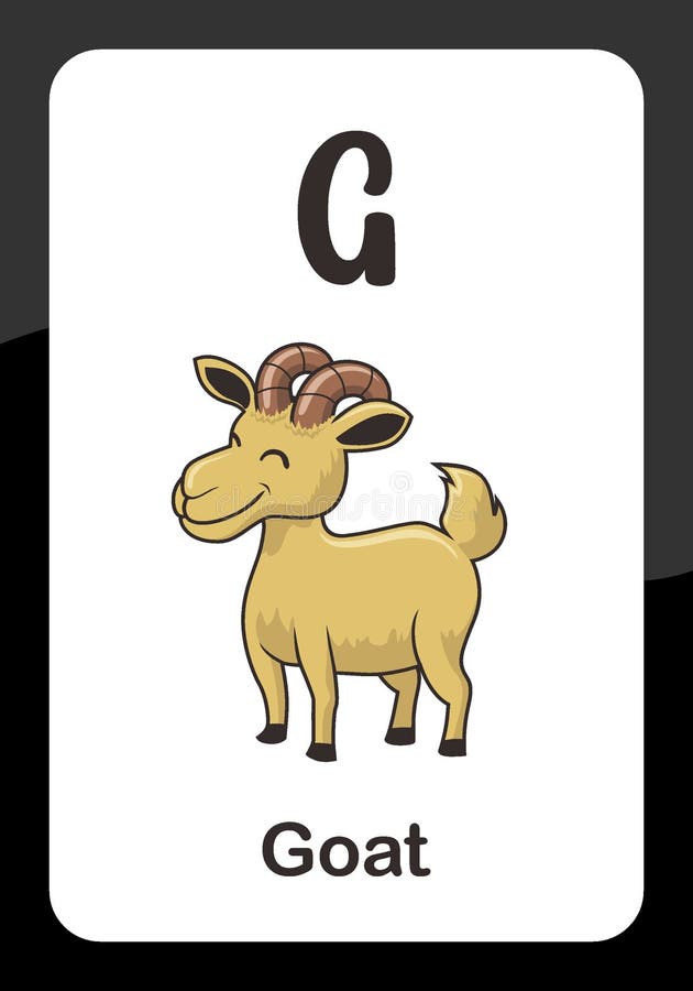 Alphabet Card For Children With The Letter G And A Goat