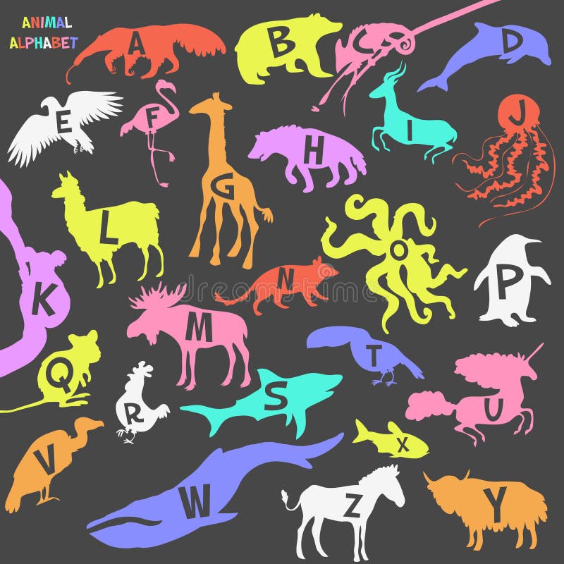 Animal Alphabet Poster for Children. Animals Stock Vector - Illustration of  alphabet, black: 55910914