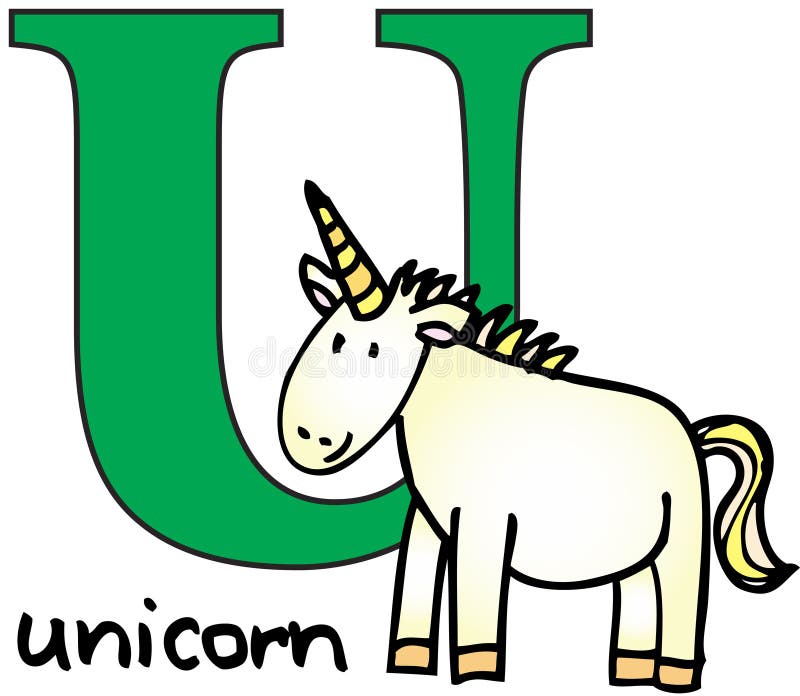 Animal Alphabet U (unicorn) Stock Vector - Illustration of drawn