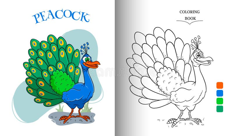 Animal Character Funny Peacock in Cartoon Style Coloring Book Page Stock Vector - Illustration of stylized, blue: 221059096 Animal Character Funny Peacock in Cartoon Style Coloring Book Page Stock Vector - Illustration of stylized, blue: 221059096