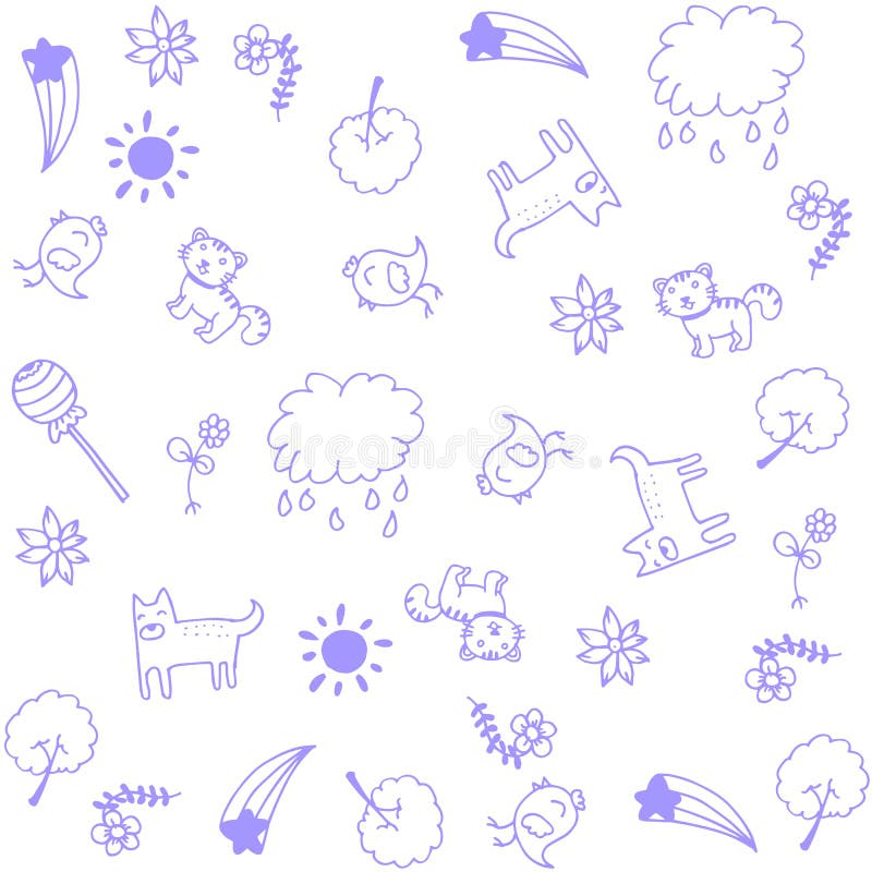 Animal for child doodle art with white backgrounds