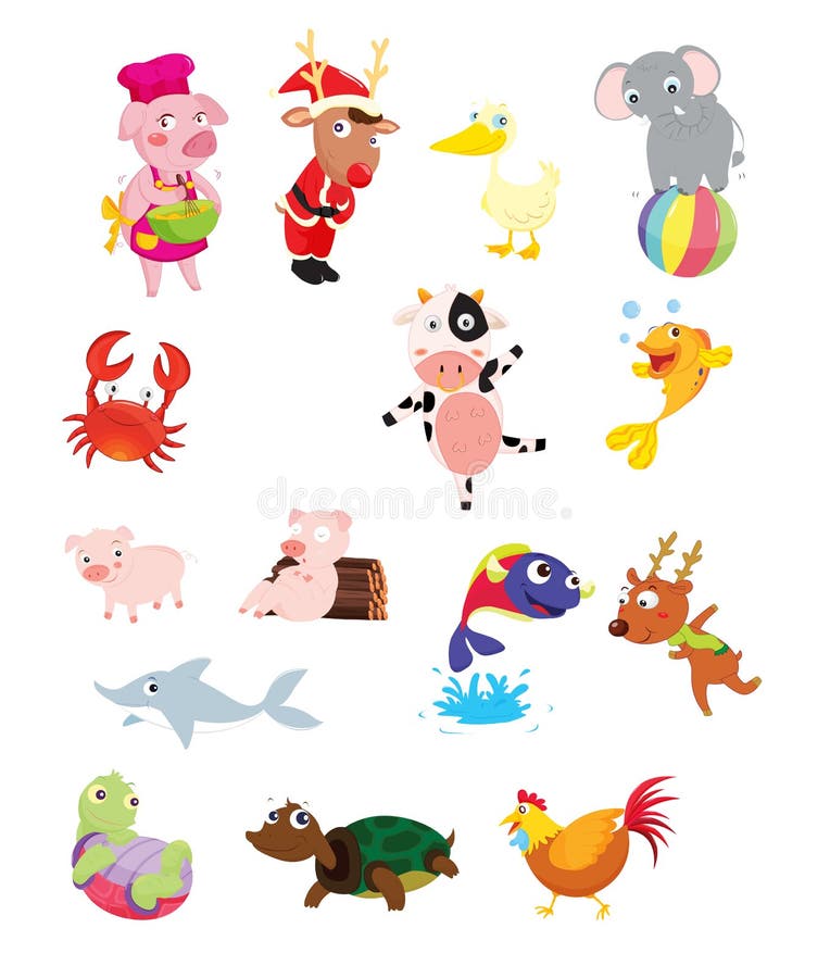 Animal compilation stock vector. Illustration of crab - 7549607