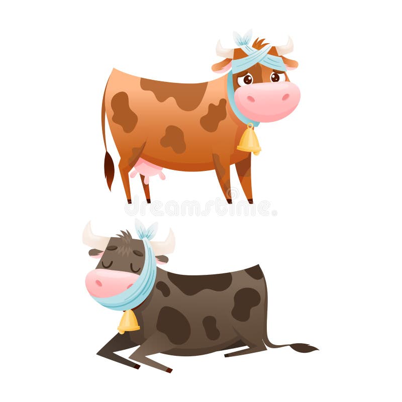 Animal De Vaca Doente Com Ligadura Na Cabeça Com Vetor De Dor De Cabeça  Ativado Ilustração do Vetor - Ilustração de infeliz, jogo: 253073041