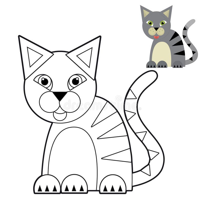 Esboço Da Página Da Coloração Do Gato Macio Dos Desenhos Animados Livro  Para Colorir Para Crianças Ilustração do Vetor - Ilustração de gatinho,  pintura: 73927272