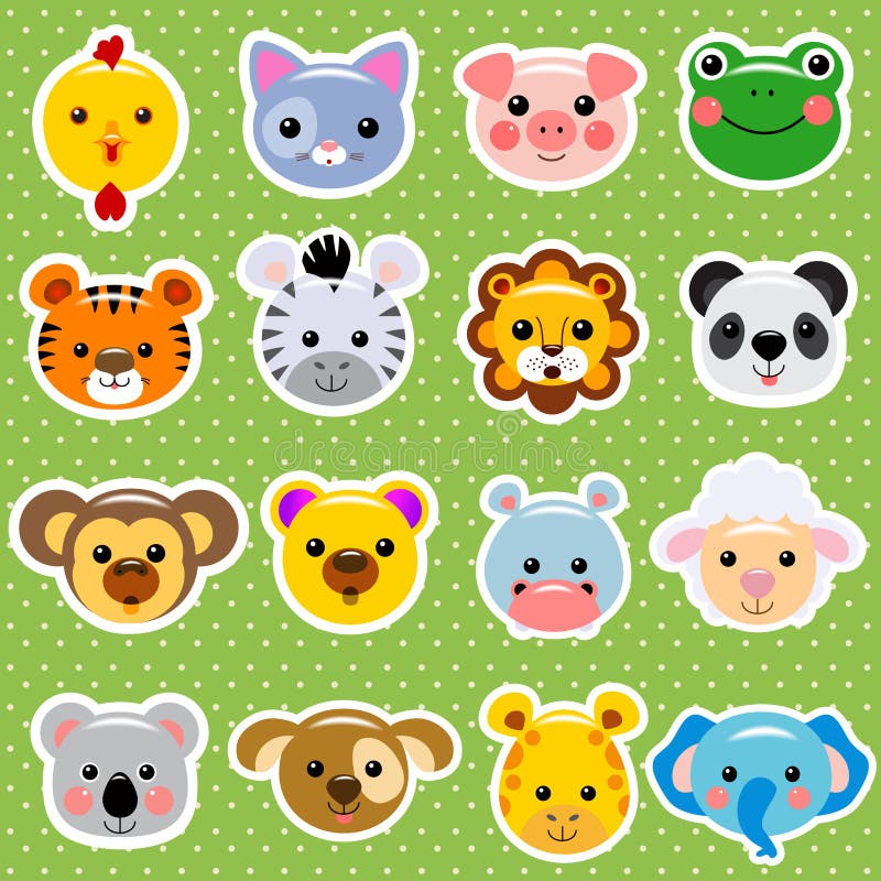 Animal faces sticker collection