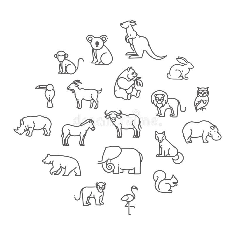 Animal icons. Zoo icons stock vector. Illustration of hippopotamus ...