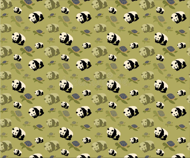 Animal Included Panda and Turtle Vector Repeat Pattern Stock Vector - Illustration of patterns ...