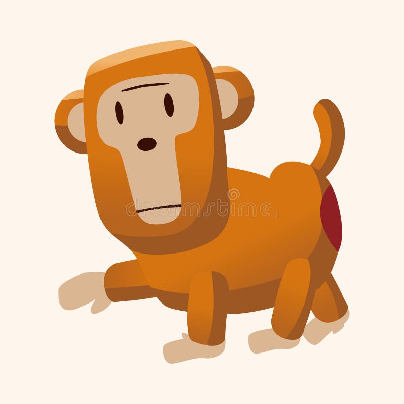 Animal monkey flat icon elements, eps10 vector illustration