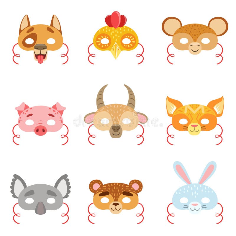 Animal Paper Masks Set of Items Stock Vector - Illustration of children, childish: 80131422 Animal Paper Masks Set of Items Stock Vector - Illustration of children, childish: 80131422