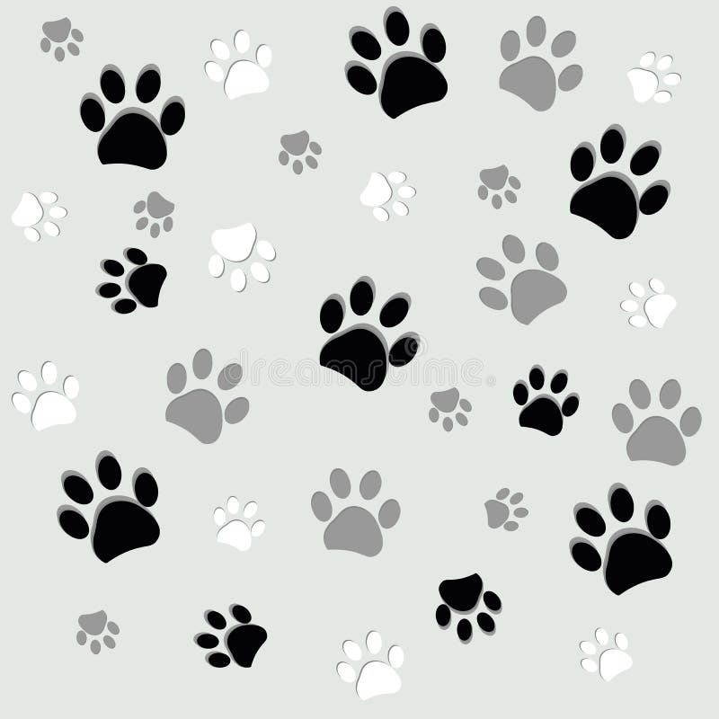 Animal Paw Prints. Black White Seamless Background Stock Vector