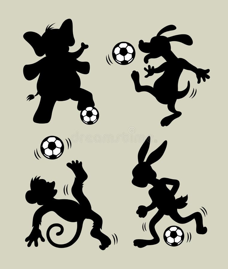 Animal Playing Soccer Silhouettes Stock Vector - Illustration of cute,  championship: 36340182