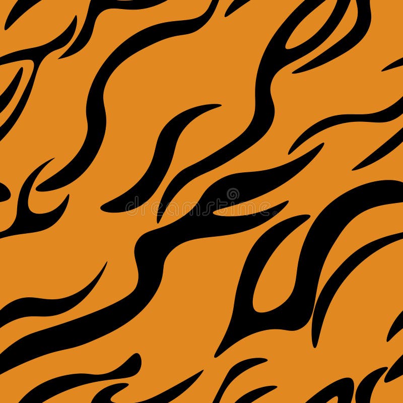 Animal Print Seamless Pattern, Animal Skin Tiger Vector Background Black  Stripes on Orange Stock Vector - Illustration of repeat, element: 219789956