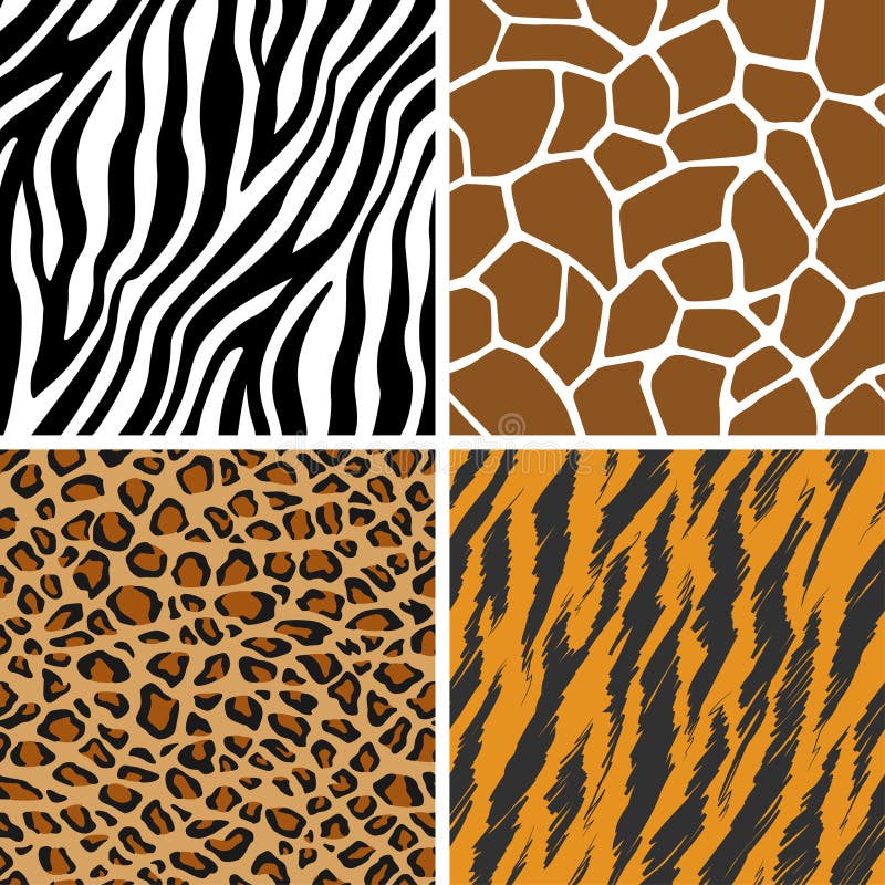 Animal Set - Giraffe, Leopard, Tiger, Zebra Seamless ...