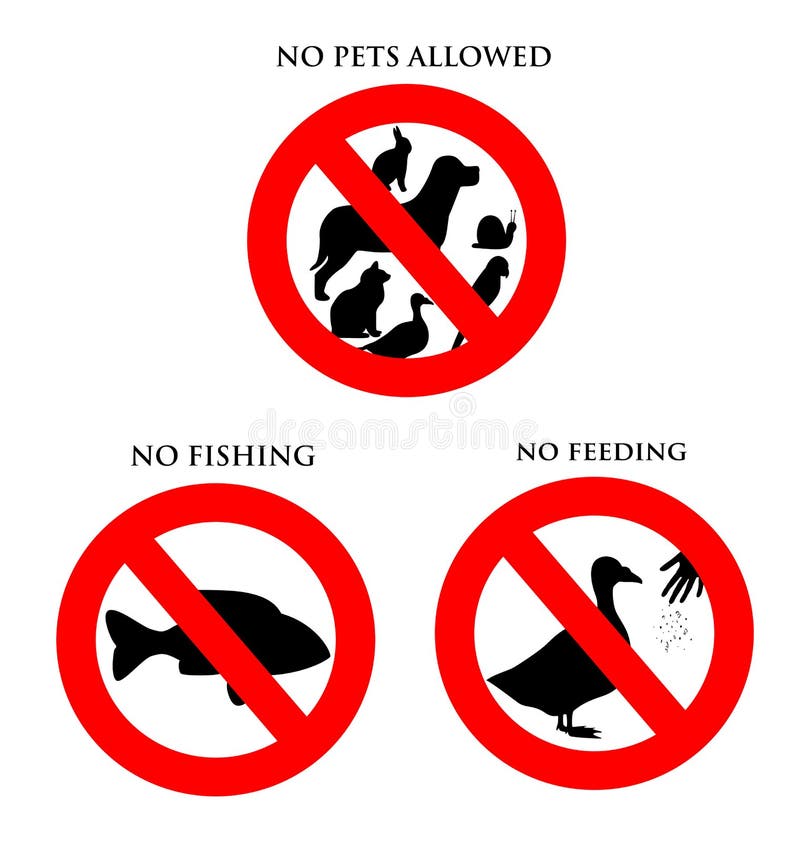 Animal Signs - No pets, fishing, feeding