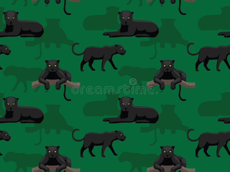 Black Panther on Tree Cartoon Background Seamless Wallpaper Stock Vector -  Illustration of seamless, side: 130834617