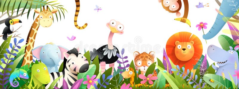 Animales De Bebé De La Selva Tropical Para Niños Ilustración del Vector - Ilustración de color, fondo: 229337285 Animales De Bebé De La Selva Tropical Para Niños Ilustración del Vector - Ilustración de color, fondo: 229337285