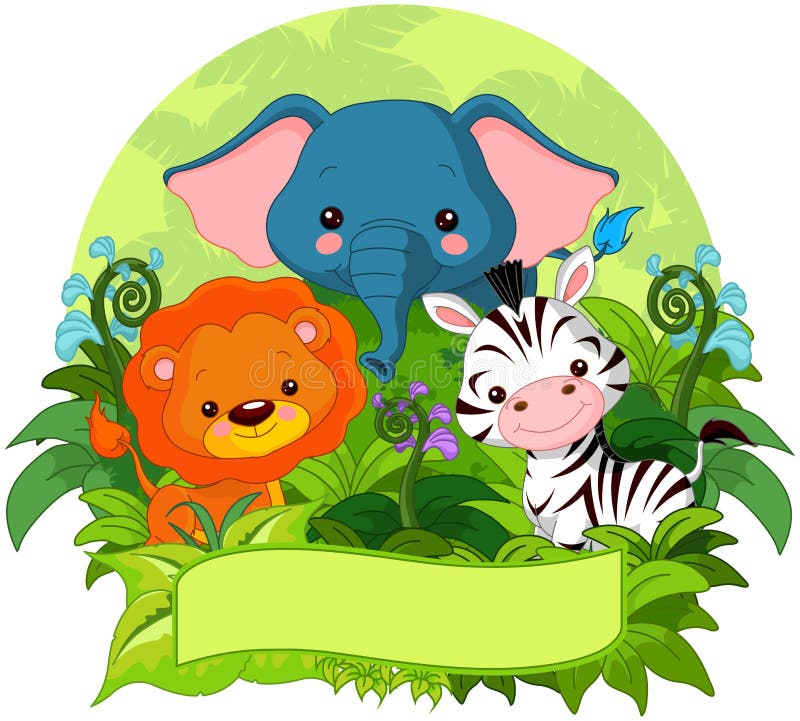 Animales de la selva ilustración del vector. Ilustración de cuadros -  73831556