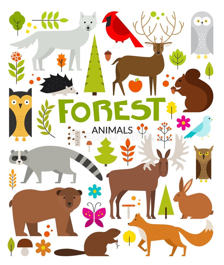 Animales del bosque stock de ilustración Animales del bosque stock de ilustración