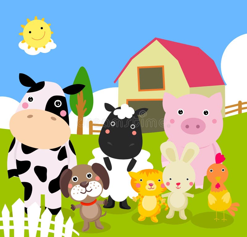 Illustration of cute farm animals. Illustration of cute farm animals