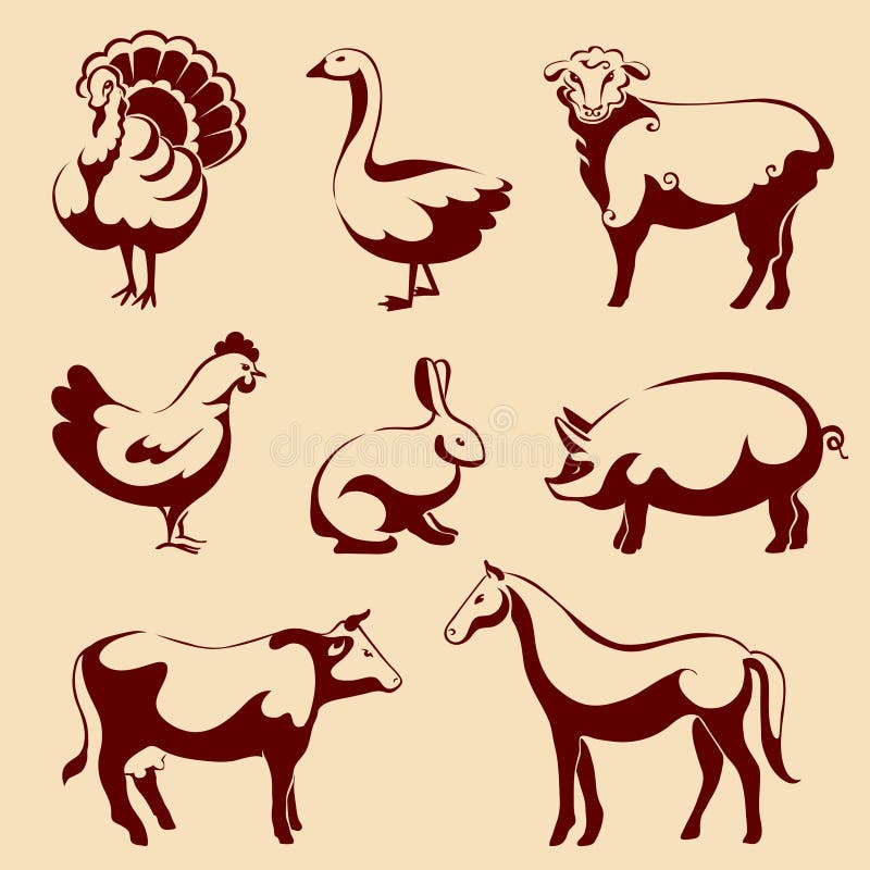 Vector illustration of farm animals. Vector illustration of farm animals